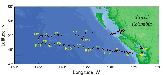 Map of Line-P stations for 2007-01