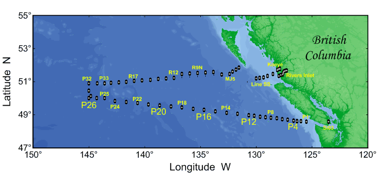 Map of Line-P stations for 2007-15