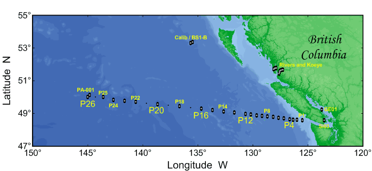 Map of Line-P stations for 2008-01