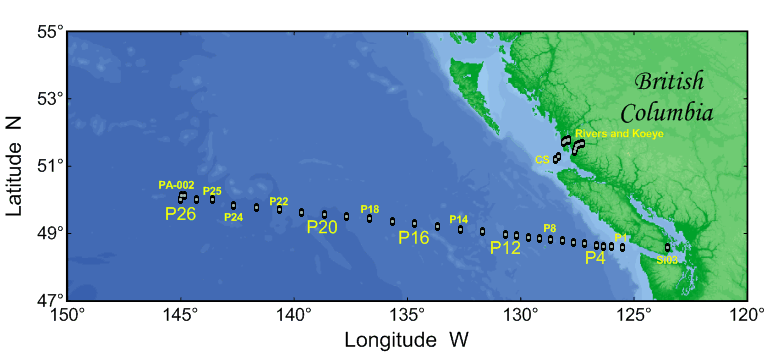 Map of Line-P stations for 2008-26